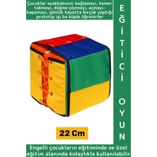 Wintoup Okul Öncesi Çocuk Gelişim Özel Gereksinimli Birey Bağlama Ilikleme Fermuar Eğitici Beceri Küpü 22 cm