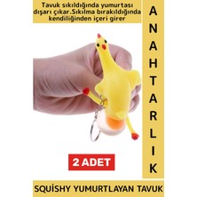 Wintoup Eğlenceli Hediyelik Komik Stres Giderici Duyusal Uyarıcı Squishy Yumurtlayan Tavuk Anahtarlık 2 Adet