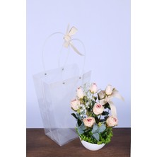 Yapay Çiçek Sitesi Saksılı Çiçek Aranjmanı (Şeffaf Çanta Hediyeli) Model 11