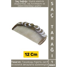 Wintoup Kompakt Çanta Boy Saç Kırılması Elektriklenme Azaltan Doğal Kemik Estetik Tavuskuşu Saç Tarağı 12 cm