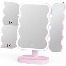 Valkyrie XR-750 LED Işıklı Katlanabilir Makyaj Aynası - 2x 3x Büyütme Modu - Dokunmatik Touch Ekran - Pilli