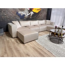 Erduran Mobilya Angelo 6 Modül Bayb Face 02 Sırt Minderli U Kurulum Köşe Koltuk Takımı