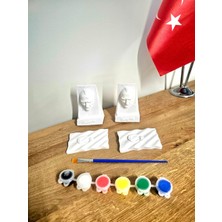 Tarçın Boyama Atölyesi Taş Boyama Seti Türk Bayrağı Atatürk Seti 4 Adet