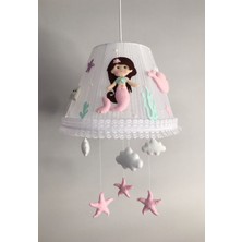 Normadia Deniz Kızı Temalı Bebek ve Çocuk Odası Avizesi, Açık Pembe ve Su Yeşili Tasarım