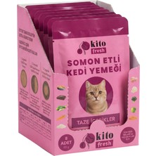 Kito Fresh Somonlu Kedi Yemeği %100 Taze Içerikli Mama 80 G x 8 Adet