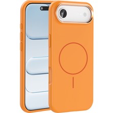 Case 4u Apple iPhone 17 Air Kılıf M-Safe Şarj Özellikli Metal Kamera Çerçeveli Edi Silikon Kapak Turuncu