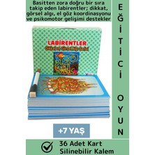 Wintoup Eğlenceli Dikkat Görsel Algı Koordinasyon Psikomotor Silinebilir Kalemli Oyun Labirentler 36 Kart