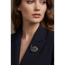 Osha Aksesuar Işıltılı Yaprak Detaylı Yaka Iğnesi - Ceket ve Şal Aksesuarı