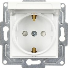 Günsan Elektrik Günsan Eqona  Radius  Neoline Çocuk Korumalı Kapaklı Topraklı Priz, Beyaz (Mekanizma + Tuşkapak)