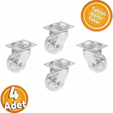 Zet Tablalı Dönerli Mobilya Tekerleği 32 mm Şeffaf Renk Yük Taşıma Tekeri (4 Adet)