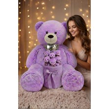 Sole Sevgililer Günü’ne Özel: Premium Kalp Balonlu Deluxe Peluş Mor Ayıcık Buketi – Özel Kutulu Tasarım