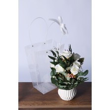 Yapay Çiçek Sitesi Saksılı Çiçek Aranjmanı (Şeffaf Çanta Hediyeli) Model 13