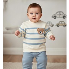 Nikuby Baby Ayıcık Detaylı Çizgili Erkek Bebek 2’li Takım”