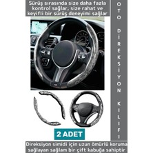 Wintoup Uzun Ömürlü Kolay Kavrama Otomobil Minibüs Şık Estetik Direksiyon Simidi Koruma Kılıfı 2'li 38 cm