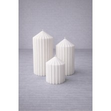 Lumus Candle Vanilya Kokulu 3’lü Çizgili Silindir Dekoratif Mum Set