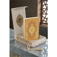 İhvan Online Gold Antik Taşlama Plaketli Kuranı Kerim ve Tesbih Kutusu - Bej