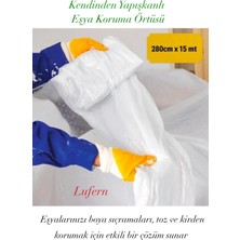 Lufern Kendinden Yapışkanlı Boya Badana Eşya Koruma Örtü Tadilat Koltuk Masa Dolap Beyaz Eşya 280CM x 15 mt
