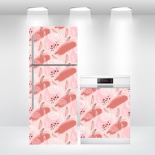 Buzdolabı ve Bulaşık Makinesi Kapak Kendinden Yapışkanlı Folyo Kaplama Boho Pembe Desen İBMB019