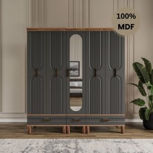 Flances Laçin 5 Kapaklı Çekmeceli Mdf Gardırop