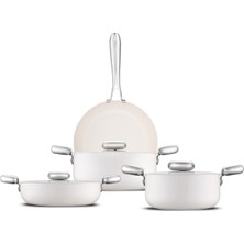 Jumbo Creamstone Swiss Crystal Cream 7 Parça Tencere Seti