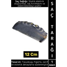 Wintoup Kompakt Çanta Boy Saç Kırılması Elektriklenme Azaltan Doğal Kemik Zarif Tavuskuşu Saç Tarağı 12 cm