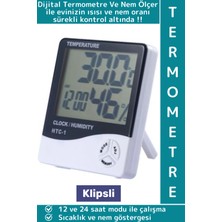 Wintoup Premium Ev Ofis Çocuk Bebek Odası Isı Kontrol Pilli Açılır Klipsli Şık Dijital Termometre Nem Ölçer
