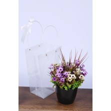 Yapay Çiçek Sitesi Saksılı Çiçek Aranjmanı (Şeffaf Çanta Hediyeli) Model 12