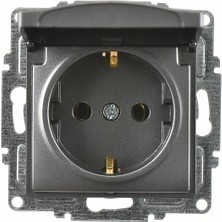 Günsan Elektrik Günsan Visage Kapaklı Topraklı Priz, Füme (Mekanizma + Tuşkapak)