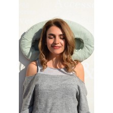 MOONZY Minimalist & Cozy Oval Çift Delikli Kulak Koruyucu Yastık – Yatan Hasta & Piercing Destek Yastığı