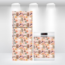 Buzdolabı ve Bulaşık Makinesi Kapak Kendinden Yapışkanlı Folyo Kaplama Boho Desen İBMB017