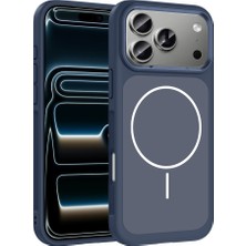 Case 4u Apple iPhone 17 Pro Max Kılıf M-Safe Şarj Özellikli Metal Kamera Çerçeveli  Sanremo Silikon Kapak Lacivert