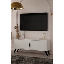 Cantek Dizayn TV1373CT Retro-64 Tv Sehpası Beyaz-Siyah