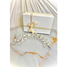 Gold Moda Yarı Saydam Yapraklı Kristal Detaylı Gelin Saç Aksesuarı