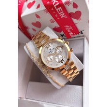 Daniel Klein Özel Kutusunda Çelik Kordon Kadın Kol Saati 3 Atm Su Geçirmezlik Gold Renk Bileklik Hediyeli DK377C2