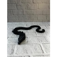 Najmaddin.com Siyah Hareketli Ejderha Figürü Esnek Gövdeli Dekoratif Tasarım 60 cm