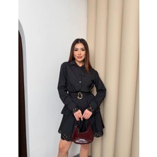 Asmil Gömlek Yaka Dantel Detay Elbise