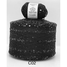Vavio Fantazi Iri Pullu El Örgü Ipi 50GR - Siyah/s