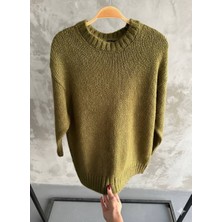 Elwes Kadın Oversize Trend Yeşil Yumoş Kazak