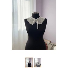 Pamuk Fisto Dantel Yaka (Saten Kurdele Bağlamalı)