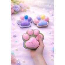 Patladı Gitti Pati Şeklinde Pembe Squishy Oyuncak Simli Yumuşak Stres Oyuncağı 12X11 cm