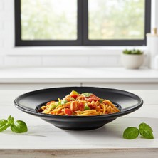 Külsan 121.BL - Pasta 3'lü Siyah Makarna ve Salata Tabak Seti 26 Cm, Thermoset Melamin