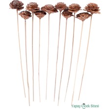 Yapay Çiçek Sitesi Kuru Çiçek Cedar Rose Gül 45 cm 10LU