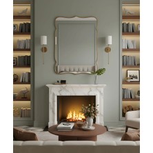 Faw Decor Premium Şık Asimetrik Ahşap Çerçeveli Ayna Ev Dekoru Estetik Duvar Aynası Banyo Aynası