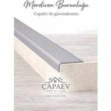 Butik Yıldız Çapa Ev Gri Pvc Merdiven Burunluğu Oluklu Kaymayı Önleyici Pvc Merdiven Burunluğu