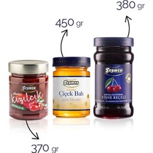Seğmen Kızılcık Marmelatı, Süzme Çiçek Balı ve Vişne Reçeli (3 Adet)