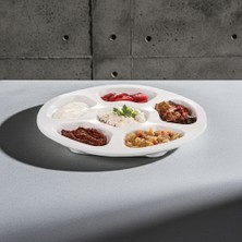 Külsan 108.PW - Tabldot  2'li Beyaz 6 Bölmeli Yuvarlak Tabak Seti 28 Cm, Thermoset Melamin