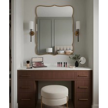 Faw Decor Premium Şık Asimetrik Ahşap Çerçeveli Ayna Ev Dekoru Estetik Duvar Aynası Banyo Aynası