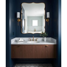Faw Decor Premium Şık Asimetrik Ahşap Çerçeveli Ayna Ev Dekoru Estetik Duvar Aynası Banyo Aynası