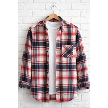 Varetta Erkek Kırmızı Oduncu Gömlek Kalın Kışlık Cepli Klasik Geniş Kesim