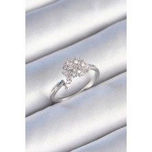 Eco Lounge Pirinç Gümüş Renk Zirkon Taşlı Kadın Yüzük